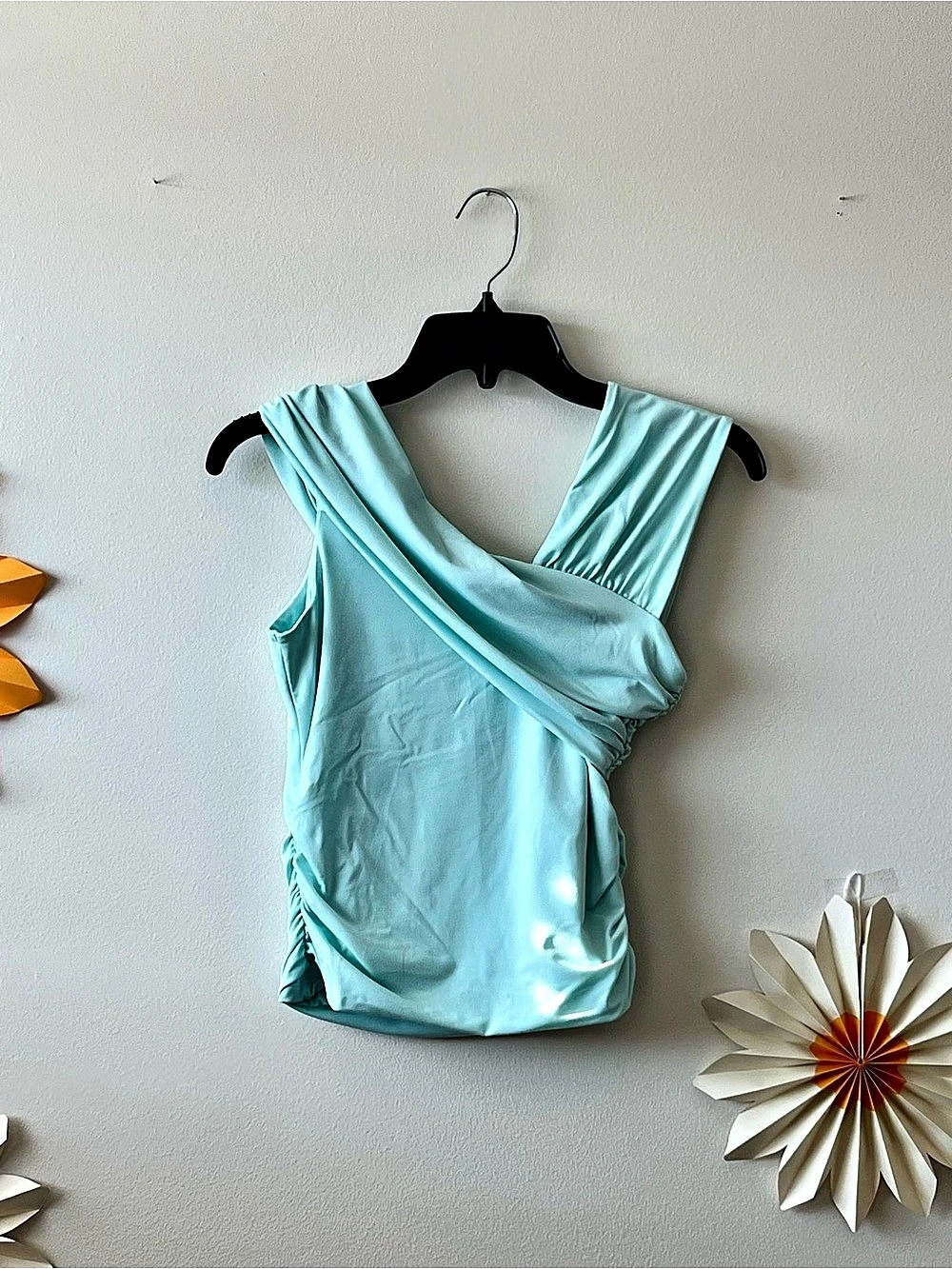 Abercrombie & Fitch Draped Front Tank Top in Teal S